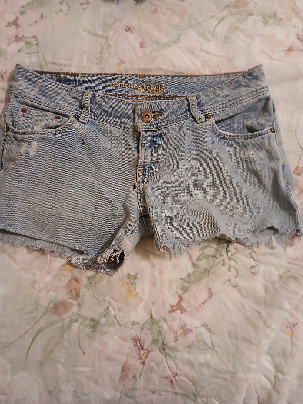 American Eagle Outfitters Faded Light Blue Denim Cutoff Shorts